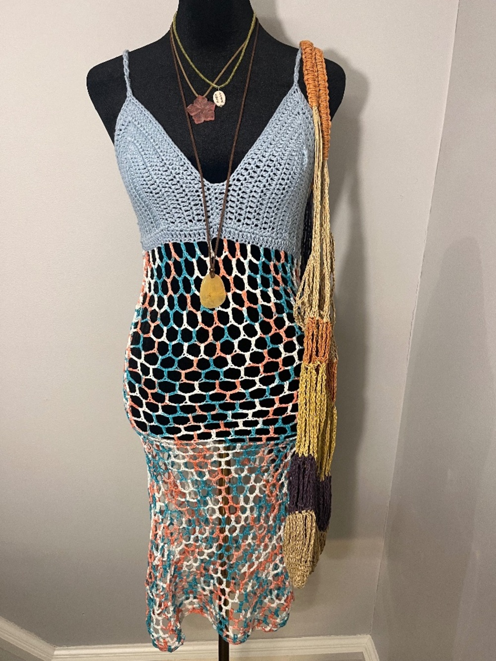 NWT UO Blue Multi Crochet Beach Dress Size XS